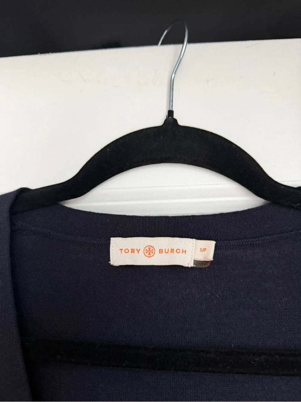 Tory Burch Navy 100% Merino Wool Cardigan S Gold Logo Buttons